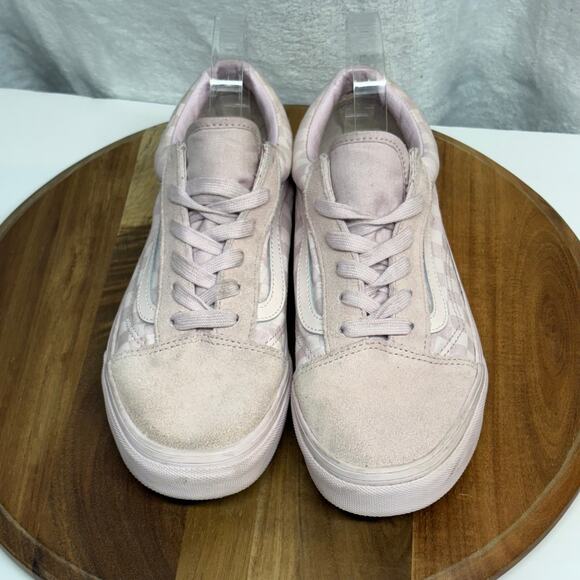 Vans Sneakers Juniors 7 Pink Checkerboard Canvas Suede Lace Up Low Top Casual - Picture 2 of 11